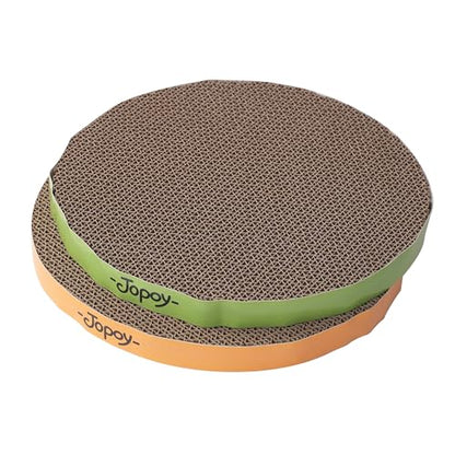 Round Cat Scratcher Replacement Pads -Circle Scratcher Pad Cardboard Cat Scratchers Refill 10 inch Diameter 7/8 inch Thickness(Green and Yellow Cardboard 2PCS) - color: Green and Yellow cardboard 2PCS
