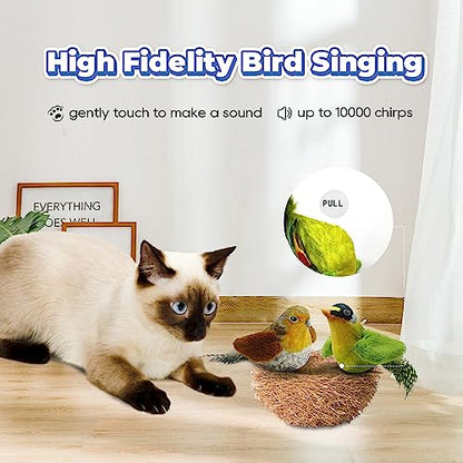 LEWISER Cat Toys Chirping Tit 2 Pcs with Catnip SilverVine, Suitable for Cat Wand Toys, Simulation Bird Design, Interactive Toys for Indoor Kitty Kitten Exercise, Green and Ground - color: Chirp Tit B