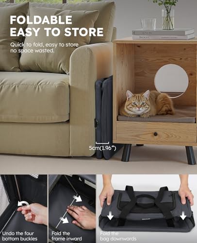 Pecute Cat Carrier Stable, Pet Carrier with Hidden Anxiety Relief Partition & Stable Steel Frame, Safe Cat Carrier for Car Travel, Soft-Sided Dog/Cat Carrier Bag for Pets Up to 11lbs, Dark Gray - color: Dark Gray Regular
