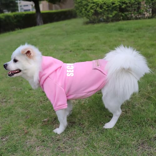 Dog Hoodie for Large Dogs Glow-in-The-Dark Security Dog Sweater Sweatshirt Hooded Soft Brushed Fleece WinterClothes with Dual Pocket Zip Puppy Hoodies Pink XL - color: Pink, size: X-Large