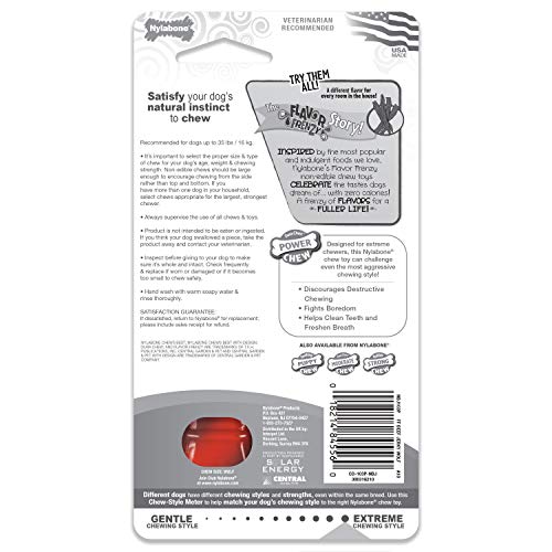 Nylabone Textured Bone Power Chew Toy for Dogs, Durable & Tough Dog Toys for Aggressive Chewers, Beef Jerky Flavor, Medium Dogs - Up to 35 lbs, 1 Count - size: Medium