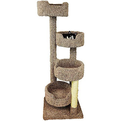 New Cat Condos 190209 Large Cat Tower with 4 Easy to Access Spacious Perches, - color: Tan