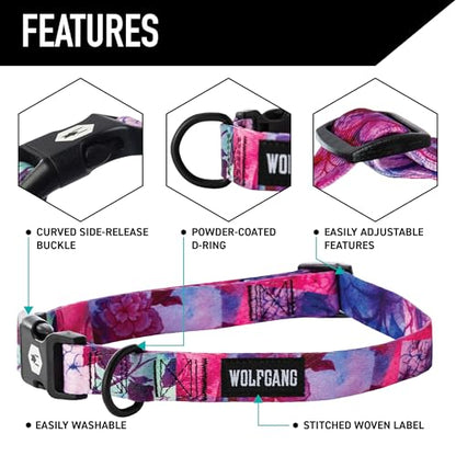 Wolfgang Heavy Duty Martingale Dog Collar with Quick Release Nylon Buckle for Walking & Training, Daydream Print, Large - color: DayDream Print, size: Large (1 Inch x 18-22 Inch)