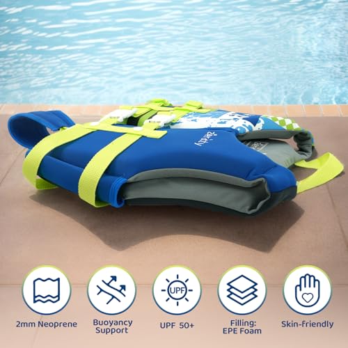 Toddler Swim Vest Neoprene Kids Float Jacket Swimming Aid for Children Girls and Boys 20-30-40-50-60-70-80Lbs with Dual Adjustable Safety Straps - color: Blue, size: M(Age Recommend 3-6 Years)