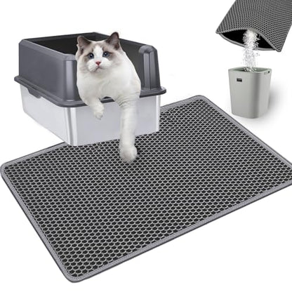 Double Layer Ultra Soft Cat Litter Mat - 23.4"x14.7" for Single Cat, BPA-Free, Upgraded Non-Slip & Urine-Proof Bottom Layer, Durable & Easy Clean, Gray - color: Grey, size: 23.4 X 14.7 Inches