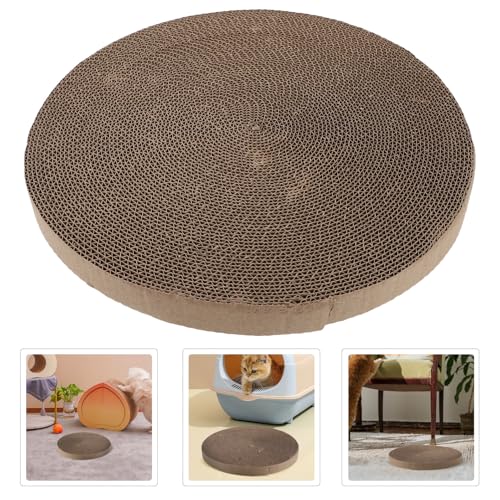 OUNONA Replaceable Round Cat Scratcher Pad Sturdy Corrugated Cardboard Scratch Board Replacement for Indoor Floor Cat Scratcher