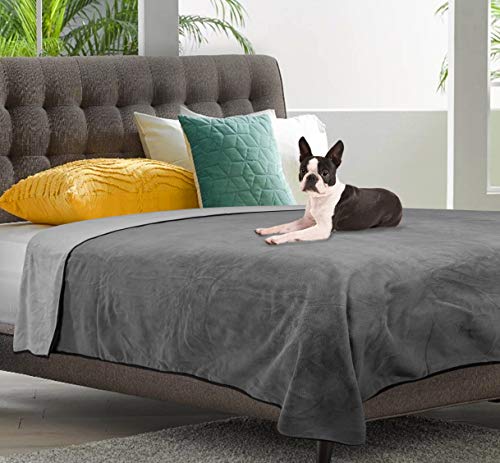 100% Leak Proof, Waterproof, Totally Pee Proof, EZ-Wash, Durable, 3 Layer Blanket (Slate Grey/Cool Grey, Large 80"x60") Adults, Pets, Dogs, Cats, Cozy Soft - size: Large 80"x60"