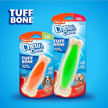 Hartz Chew 'n Clean Tuff Bone Bacon Scented Dental Dog Chew Toy - Large (Pack of 2) - color: green, orange, pink, size: Large (Pack of 2)