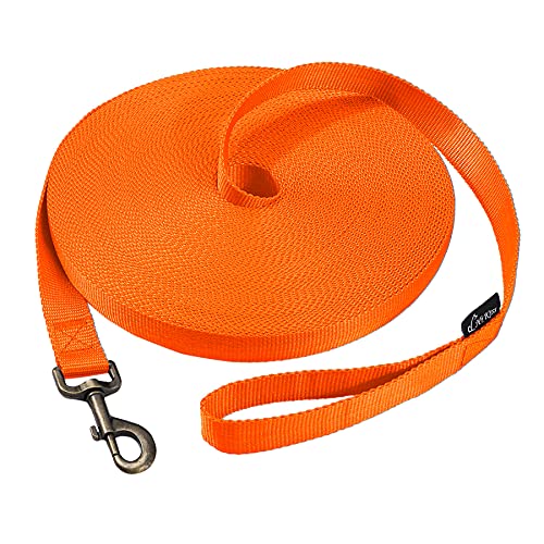 HIKISS Long Dog Leash Obedience Recall Training Agility Lead with Thickening Material for Large Dog - 15ft 20ft 30ft 50ft 100ft Training Leash(Orange 15ft) - color: T3:Large Dog Thicken orange, size: 15 Feet