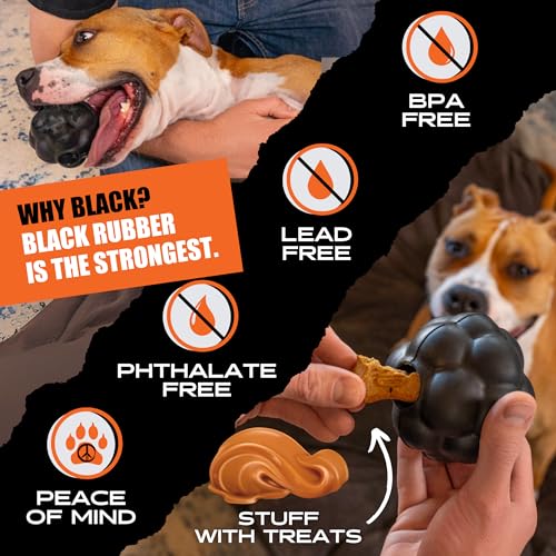 Monster K9 Indestructible XL Dog Ball – Lifetime Replacement - Durable Dog Toy for Aggressive Chewers - Safe, Non-Toxic Natural Rubber - Chew, Fetch, Stuff with Treats - USA Made - 4” (Soft Ball Size)