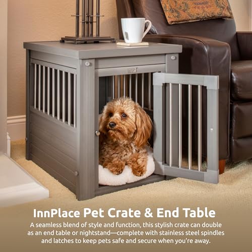 New Age Pet ecoFLEX Pet Crate/End Table, Small, Grey, Model:EHHC405S - color: Grey, size: 23.8"L x 18.2"W x 22.2"H