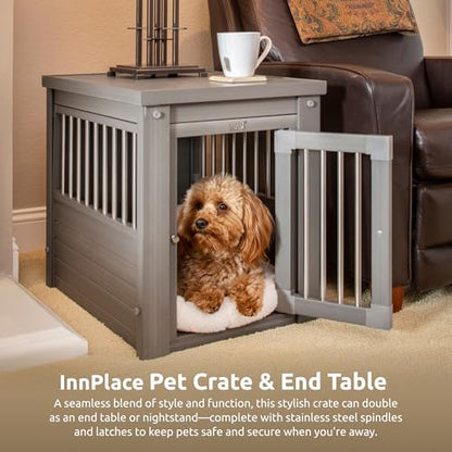 New Age Pet ecoFLEX Pet Crate/End Table, Small, Grey, Model:EHHC405S - color: Grey, size: 23.8"L x 18.2"W x 22.2"H