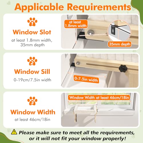 Cat Perch for Window XiaZ Cats Hammock Indoor Cat Bed for Window Adjustable Wooden Frame W/Soft Warm Plush-Lined Cushion Perfect for Bird Watching Sunbathing Space-Saving Easy Install Single Layer - size: Single Layer