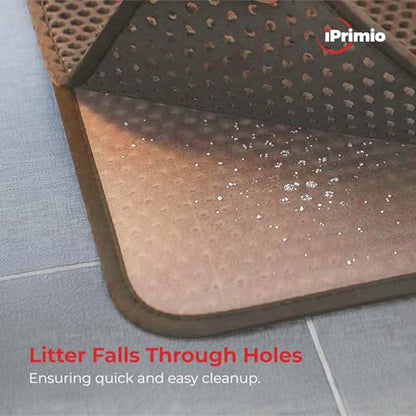 iPrimio Large Cat Litter Trapper Mat w/ Urine/Waterproof Layer - Larger Holes w/ Urine Puppy Pad Option - Cat Litter Mat, Light and Soft (Brown Color) - style: 30x23 - Brown