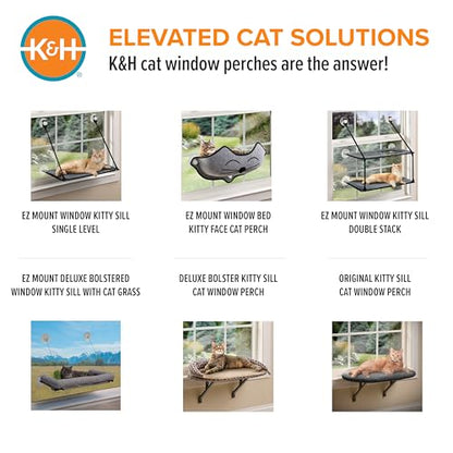 K&H Cat Window Perch Kitty Sill - Cat Window Hammock Bed with Strong Suction Cups Hold 40 lbs, Cushioned Windowsill Bed for Indoor Cats, Washable Cover, Cream Fleece, 24 x 14 Inches - style: Unheated