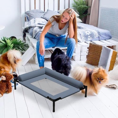 Dog Cot - Breathable Elevated Dog Cooling Bed, Washable Pet Sofa for Sleeping Play | Summer Hot Weather Puppy Senior Kitty Bunny Home Bedroom Living Room Offices Patio Backyard - color: Blue