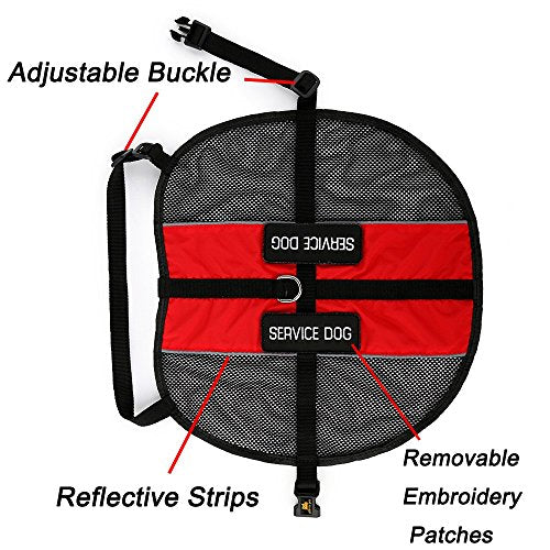 PLUTUS PET Service Dog Vest with 2 Removable Patches, Light Weight and Breathable Mesh Service Animal Harness,Perfect for Summer and Hot Days,Red,M,Girth 22.8-27" - size: M( 22.8-27" Girth)
