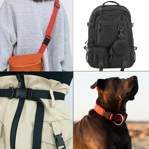 CooBigo 10 Pack Plastic Side Release Buckle 1" Dual Adjustable Outdoor Camping Tactical Backpack Belt Strap Webbing Bag Hardware Accessories 1" Dual Release Buckel Black - color: B#: 1"(10pcs)