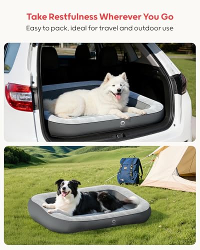QPAU 36 in Inflatable Dog Bed for Home Travel and Outdoor, Pet Mattress for Small, Medium & Large Dogs (Pump Included - size: Medium to Large