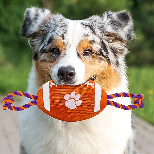 NCAA Clemson Tigers Football Dog Toy, Tough Quality Nylon Materials, Strong Pull Ropes, Inner Squeaker, Collegiate Team Color - color: Clemson Tigers