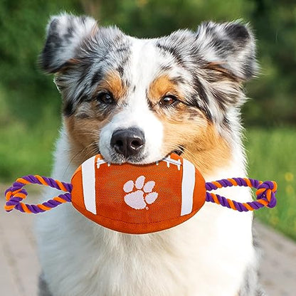 NCAA Clemson Tigers Football Dog Toy, Tough Quality Nylon Materials, Strong Pull Ropes, Inner Squeaker, Collegiate Team Color - color: Clemson Tigers