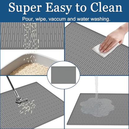 XXL Extra Large Silicone Cat Litter Trapping Mat for Scatter Control, 40"x30"(100cmx75cm) Waterproof Kitty Litter Box mat for Floor, Soft on Kitty Paws, Easy to Clean, Light Brown - color: Light Brown