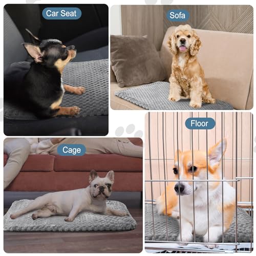 Drydiet 4 Pcs Self Heating Cat Pad Self Warming Cat Bed Dog Heating Pad Washable Thermal Pet Mat for Indoor Outdoor Pet 16 x 20 Inch Removable Non Slip(Gray) - color: Gray