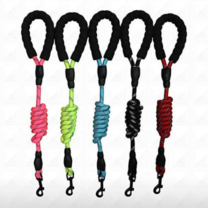 5 FT Reflective Dog Leash with Comfortable Padded Handle and Rotative Strong Metal Clasp and Flash Collar-Green - color: Green