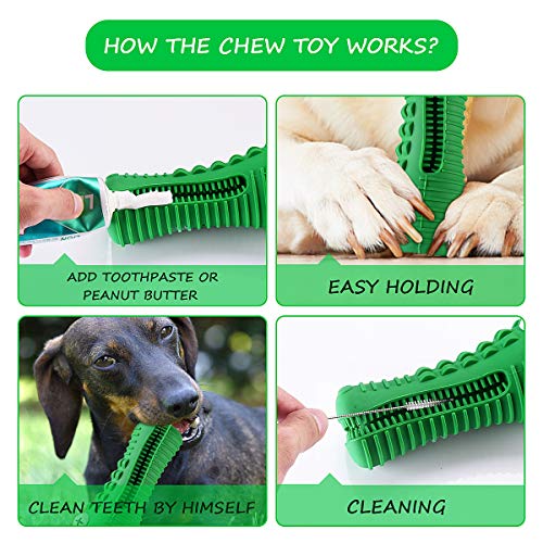 Cutiful Dog Toys for Aggressive Chewers Large Medium Breed, Indestructible Dog Chew Toys, Squeaky Interactive Tough Extremely Durable, Dogs Toothbrush Toys to Keep Them Busy - color: green