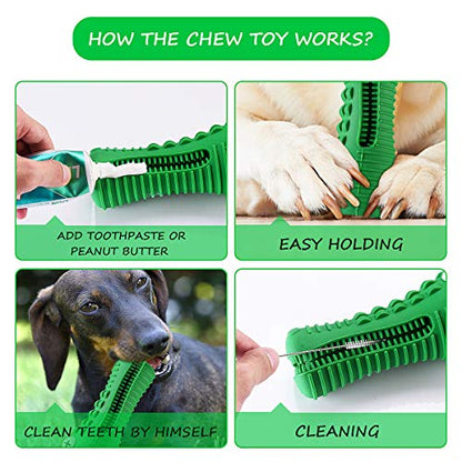 Cutiful Dog Toys for Aggressive Chewers Large Medium Breed, Indestructible Dog Chew Toys, Squeaky Interactive Tough Extremely Durable, Dogs Toothbrush Toys to Keep Them Busy - color: green