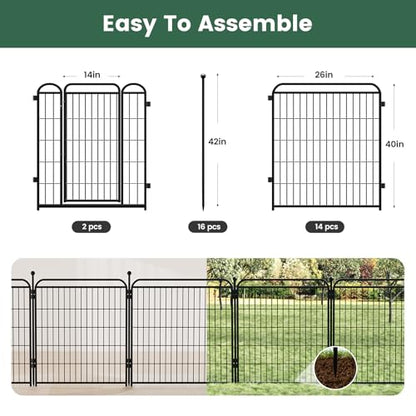 Gardner Pet Dog Playpens, 40" H 16 Panels Dog Pen Outdoor/Indoor Dog Fence Exercise Pen for Small/Medium/Large Dogs, Foldable Pet Play Yard Gate with Gravity Automatic Lock, Pet Playpen, Black