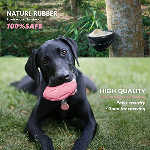 EASTBLUE Squeaky Dog Toys for Aggressive Chewers: Rubber Puppy Chew Ball with Squeaker, Almost Indestructible and Durable Pet Toy for Medium and Large Breed - color: Pink