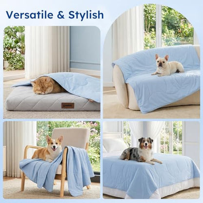 ZOMISIA Premium Cooling Blanket for Small Dogs -Q-MAX>0.5 Breathable Washable Dog Cooling Mat, Travel Soft Pet Summer Essentials, Grey, 25"x35" - color: Grey, size: S(25x35")