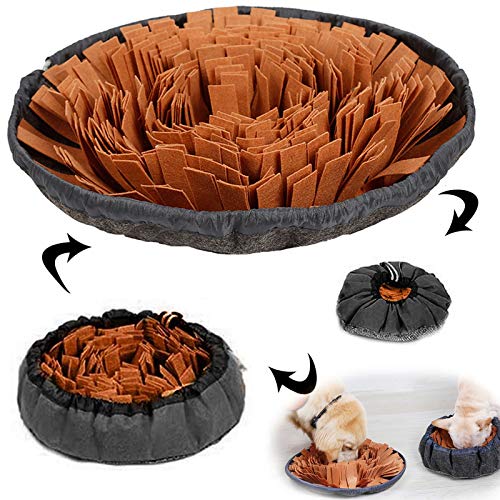 AWOOF Pet Snuffle Mat for Dogs, Interactive Feed Game for Boredom, Encourages Natural Foraging Skills for Cats Dogs Bowl Travel Use, Dog Treat Dispenser Indoor Outdoor Stress Relief (Brown) - color: brown