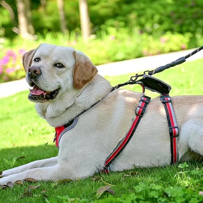 Escape Proof Dog Harness - No Pull Dog Harness with Handle, Soft Padded Reflective and Adjustable Full Body Pet Harness Vest for Medium Large Dogs Walking Hiking Training, Red Large - color: Red, size: Large
