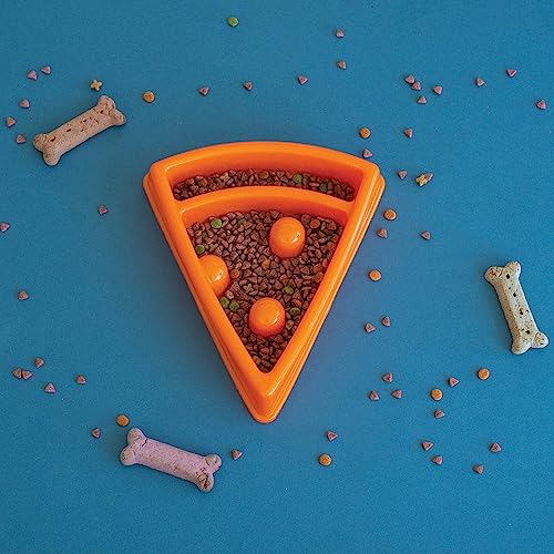 ZippyPaws - Happy Bowl - Slow Feeder Dog Bowl - Up to 10x Slower Eating - Dishwasher Safe, Non Slip - Pizza