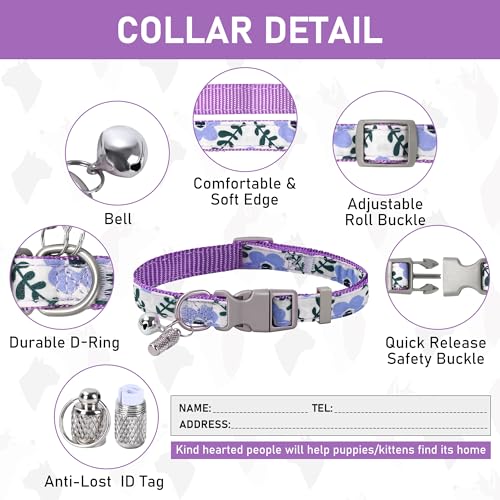 Small Dog Harness Collar and Leash Set, Step in No Chock No Pull Soft Mesh Adjustable Dog Vest Harnesses Plaid Reflective for Dogs Puppy Cats Kitten Rabbit (Purple Flower, XS) - color: Purple Flower, size: XS