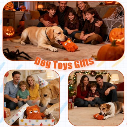 Squeaky Dog Toy, Plush Stuffed Dog Toy Keep Them Busy Tug of War Dog Chew Toy for Small Medium Large Dogs (Orange) - color: Orange