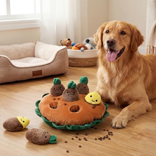 Skylety 7 Pcs Interactive Dog Toys Set, Snuffle Mat for Dogs, Treat Hiding Puzzle and Squeaky Plush, Sweet Potato Dog Toys for Small Medium Dogs, Training and Boredom Relief Plaything - style: Sweet Potato