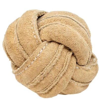 HuggleHounds Huggle-Hide Knotted Bone - Leather Dog Toys for Aggressive Chewers, Interactive for Small or Large Breeds, Tough & Durable - Knotted Leather Ball, Large - size: Medium, style: Knotted Leather Ball