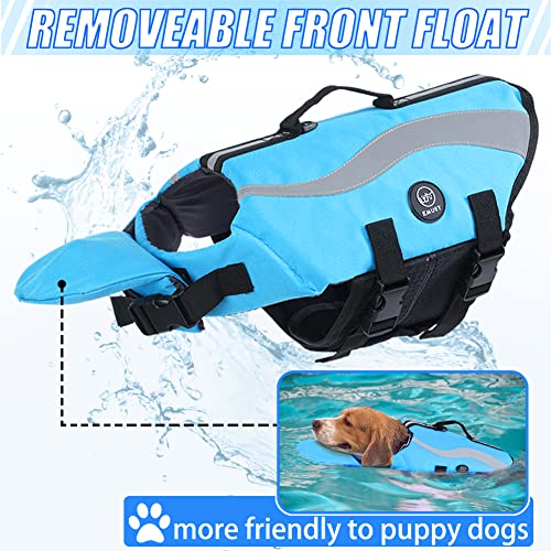EMUST Dog Life Vests, Adjustable Life Jackets for Small Dogs with Enhanced Buoyancy, Small Dog Swim Vest with Durable Rescue Handle, Blue,XS - color: Blue, size: XS