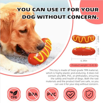 TLKNG Large Size Hotdog Squeaky Dog Toy for Medium/Large Dogs Breed Aggressive Chewers Durable Bouncy Squeak Toys