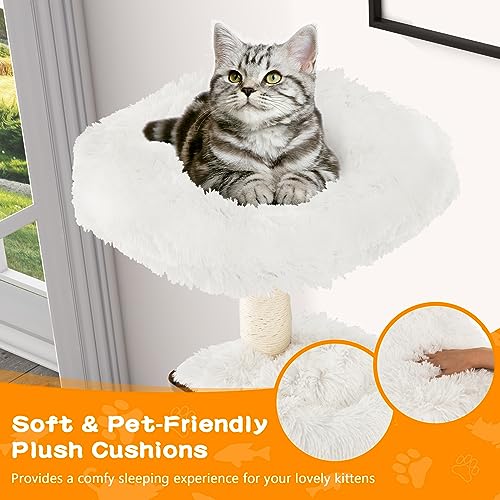 Tangkula Tall Cat Tree, 71-Inch Cat Tower with Multi-Layer Platform, Modern Wood Cat Tree with Sisal Scratching Posts, Self Groomer, Cat Condo, Washable Cushions for Large Cats 20 lbs Heavy Duty - color: Brown