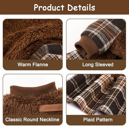 Dog Clothes for Small Dogs Girl Boy Dog Sweater Dress, Puppy Sweater Pet Clothes Shih Tzu Wedding Birthday Pink Plaid Dresses Holiday Festival Outfits, Brown, XS - color: Brown, size: X-Small (Chest 13in )