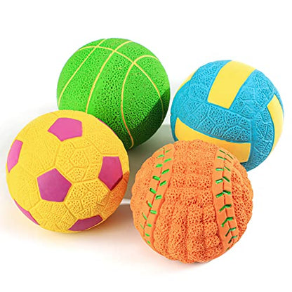 SCHITEC Squeaky Dog Toys, [4 Pack] Interactive Dog Balls with Squeaker for Medium Dogs, 2.8'' Soft Latex Rubber Bouncy Fetch Play Ball Toy - size: Medium 2.8"