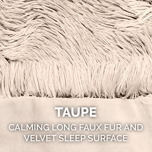 Furhaven Waterproof Throw Blanket for Dogs & Indoor Cats, Washable - Shaggy Plush Calming Long Faux Fur & Velvet Dog Blanket - Taupe, Small