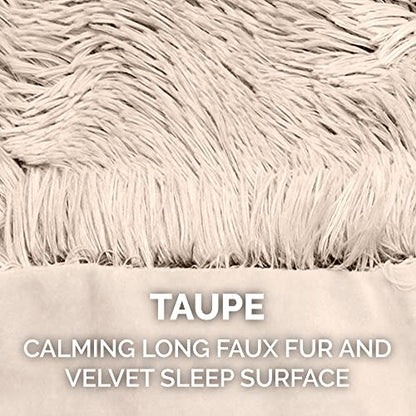 Furhaven Waterproof Throw Blanket for Dogs & Indoor Cats, Washable - Shaggy Plush Calming Long Faux Fur & Velvet Dog Blanket - Taupe, Small