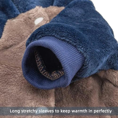 FabriCastle Dog Hoodie Sweater for Small Dogs Boy and Girl, Dog Clothes S XS XXS Puppy Sweatshirt, Pet Outfit, Cat Clothing Super Soft Warm Snap On Closure (Khaki-Navy, XX-Small) - color: Khaki-Navy, size: XX-Small