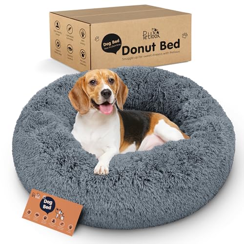 Donut Dog Bed - Premium Comfort for Anxiety Relief - Fluffy & Calming Design with Ultra-Plush Support | Cozy Round Dog Bed with Super Soft Circle Style (Dark Grey, Medium) - color: Dark Grey, size: Medium (30"L x 30"W x 9"Th)