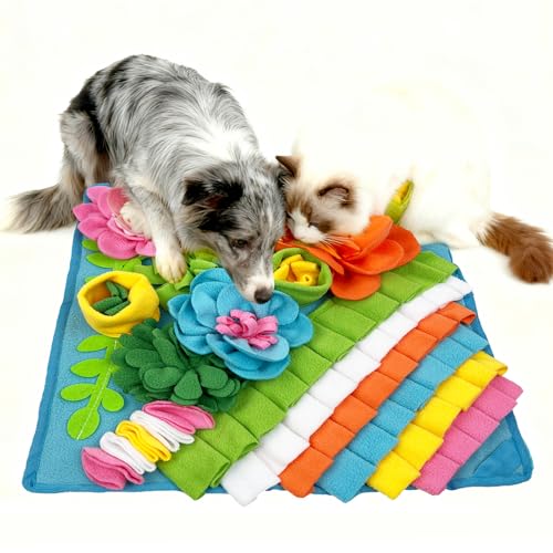 MYLIFESION Snuffle Mat for Dogs, 15.4''*15.4'' for Small & Medium, Fleece Mentally Stimulating Toys for Dogs Cats Rabbits, Helps Control Eating Speed and Train Scent Detection (Lightweight Style) - color: Lightweight Style